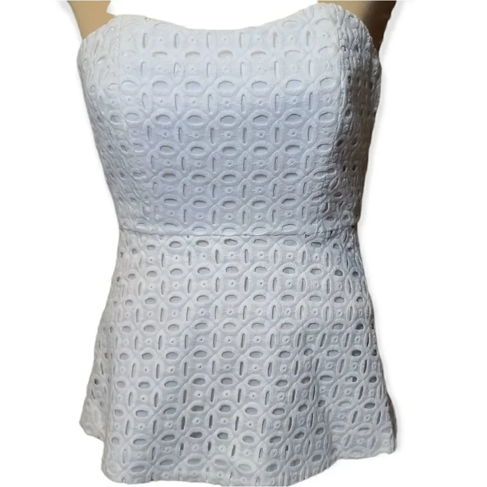J.Crew JCrew White Eyelet Strapless Summer Top Size 00